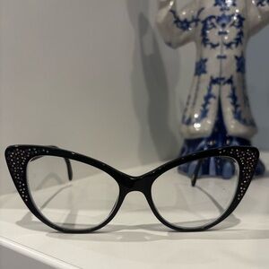 SEE Black Rhinestone Cat-Eye Glasses